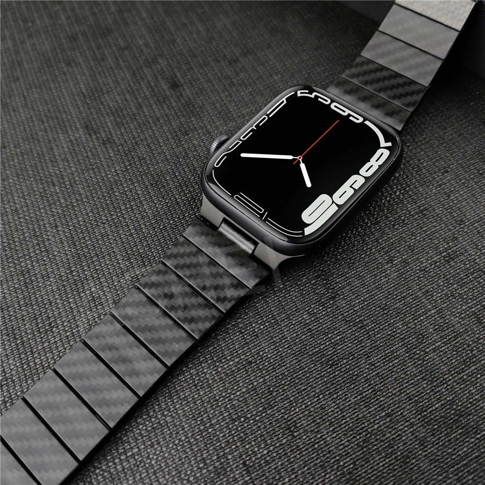 

Ремешок из углеродного волокна для apple watch 7 45 мм 41 мм band series 6 se 5 4 44 мм 40 мм, легкий звеньевой браслет для iwatch 3 42 мм 38 мм