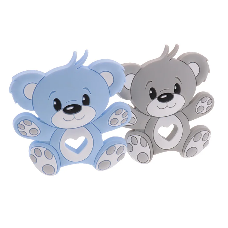 Mordedor de silicona con forma de oso para beb&eacute;, collar de dentici&oacute;n de grado alimenticio para reci&eacute;n nacido, accesorios de cadena para chupete, juguete colgante para roedores, regalo gratis de BPA, 10 Uds.-1