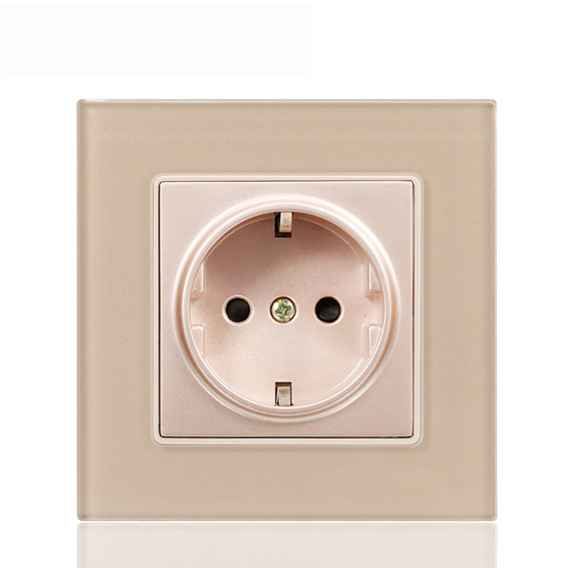 86 GR Socket Золотая панель бытовой 1 2 3 4 банды 1 способ 2 способ любой точки стекло зеркало настенный выключатель гнездо 86*86 мм - Цвет: 86 GR Socket