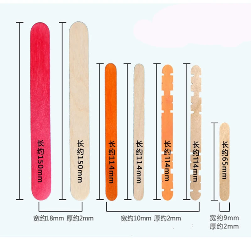 50 шт./партия цветные деревянные палочки для мороженого из натурального дерева
