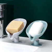 leaf shape soap box with suction cup bathroom soap holder shower drain soap dish plastic sponge soaps tray bathroom accessories