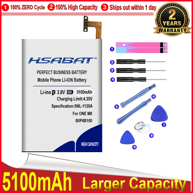 Литий-ионный аккумулятор HSABAT 5100 мА · ч B0P6B100 BOP6B100 для телефона HTC ONE M8 one 2 M8T M8X M8D E8 M8SW