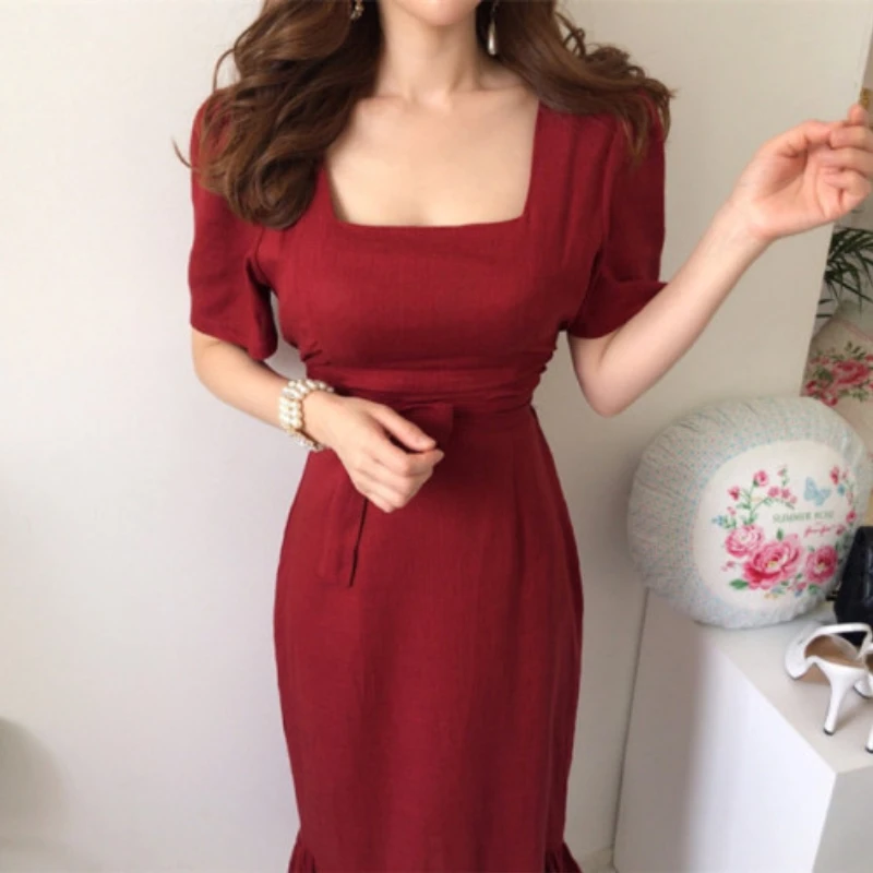 Новинка 2020 женские весенние летние хлопковые льняные Элегантные платья на