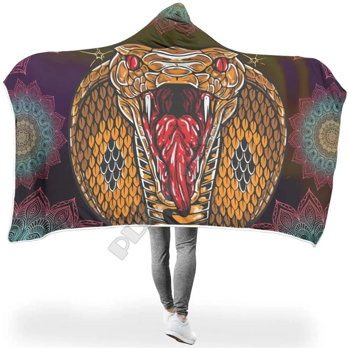 

Plstar Cosmos Animal Snake Totem Hooded Blanket 3D full Printed Wearable Blanket Adults men women kids Boy Girl Blanket