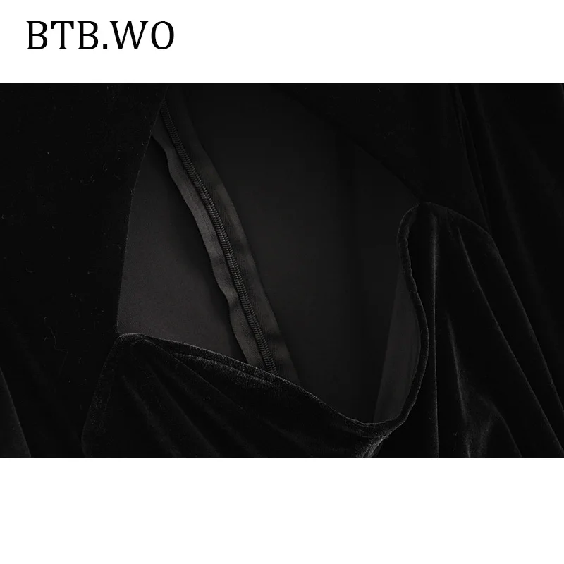 BTB. WO Платье женское осень зима сексуальное с длинным рукавом v образным вырезом