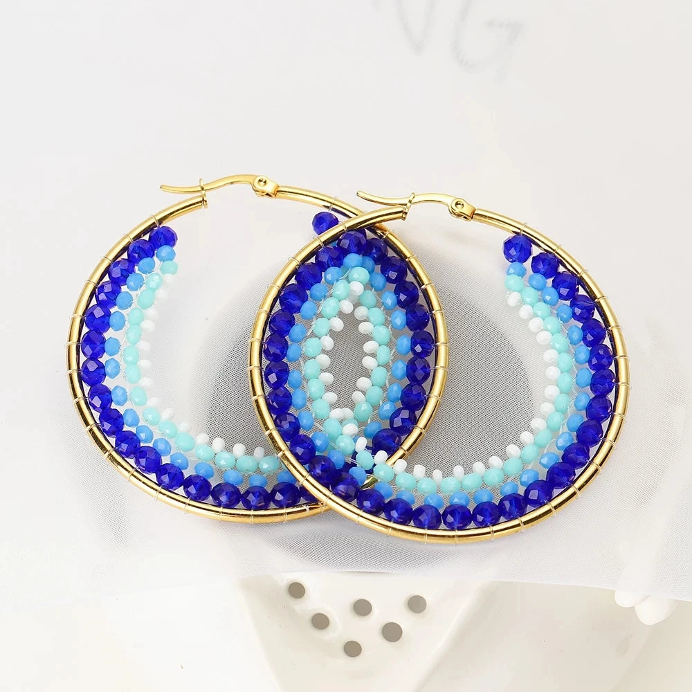 Чешские бусины в виде риса Серьги Ручной Красочные акриловые стеклянная бусина с