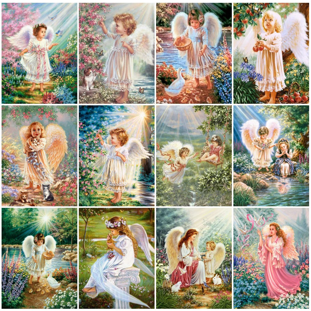 

Diamond Embroidery Round Portrait Rhinestones Mosaic Diamond Embroidery Angel Baby Full Square Beaded Needlework Handmade Hobby