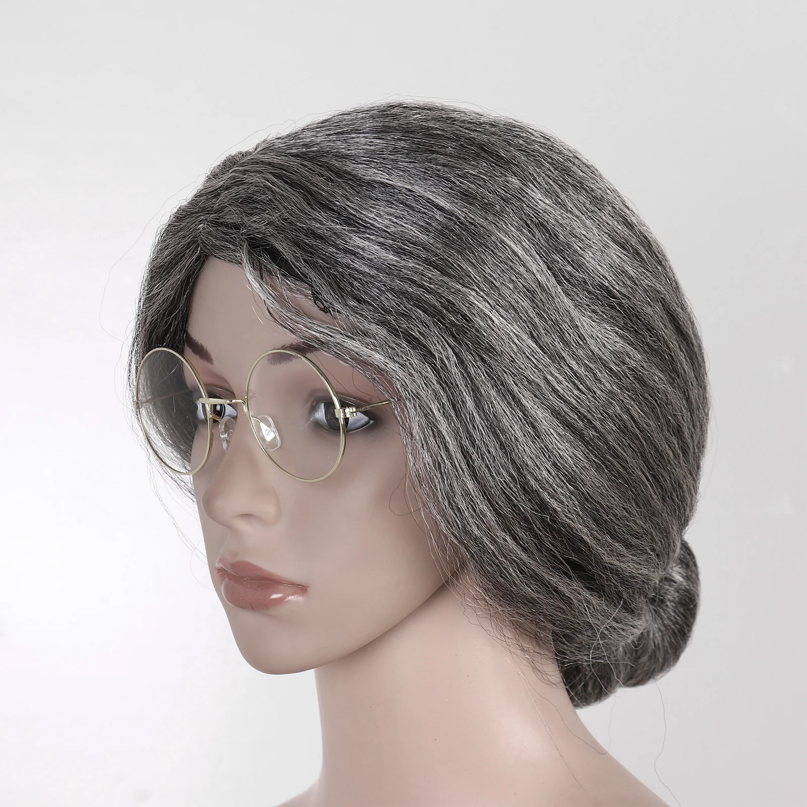 Парики для пожилых женщин парадный серый парик прическа Бабушки с очками