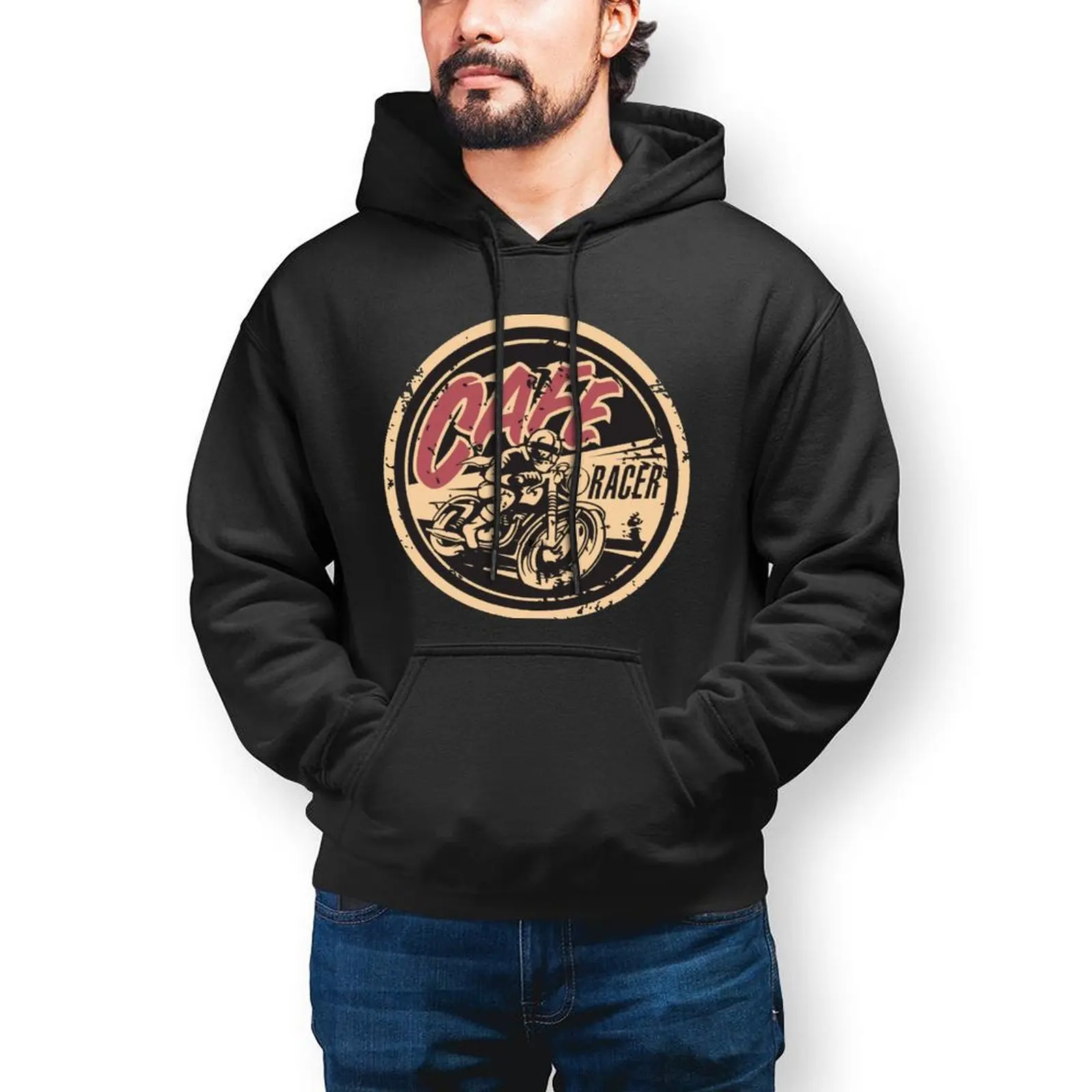 

Cafe Racer Full Of Speed Vintage Hoodies Motorcycle Cycle Loose Pullover Hoodie Winter Big Fashion Hoodie Men