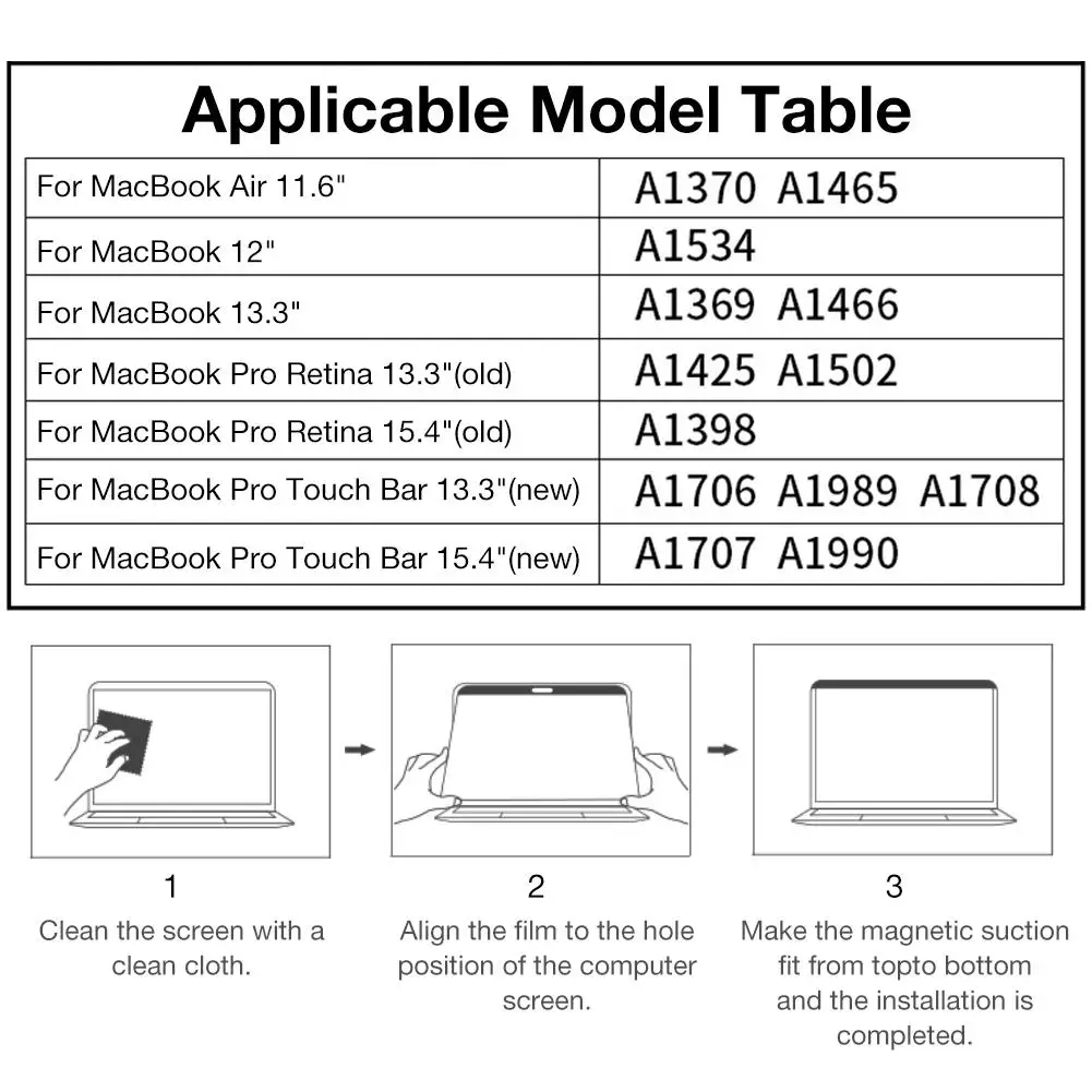 Laptop Screen Protector For Apple Macbook Air Pro 13 15 Retina Touch Bar Model Transparent Magnetic Protective Film | Электроника