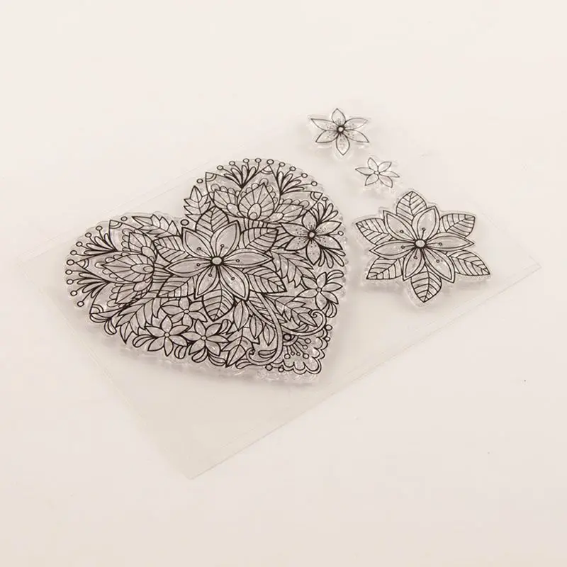 Сердце цветок силиконовый прозрачный печать штамп DIY Скрапбукинг тиснение фото