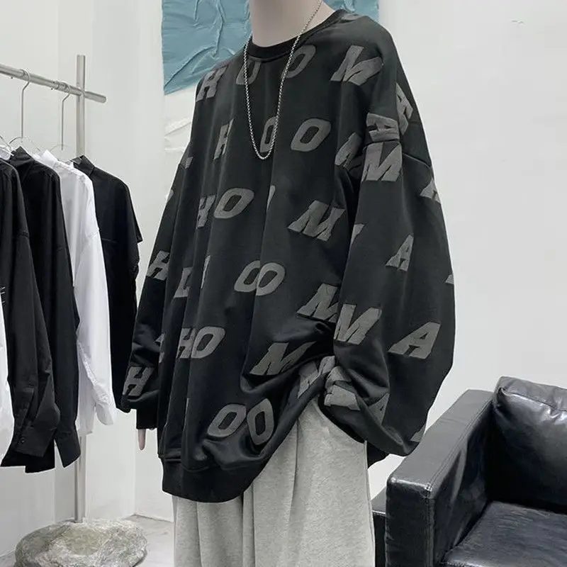 

Hip hop sweatshirts men letter printed sweatshirt autumn new Korean fashion American high street style casual loose sweatshirt