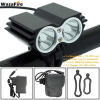 wasafire 7000lm bike light 2x t6 bicycle headlight mtb head lamp cycling front flash lights with 18650 battery pack charger