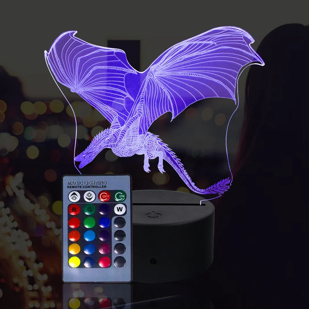 

Led 3D Night Light Dinosaur Shaped Pattern Nightlight for Child Bedroom Decor Desk Lamp 16 Color with remote