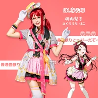 hot anime lovelivesunshine sakurauchi riko cosplay costume aqours train awakening uniform suits female role play clothing