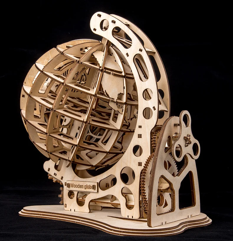Деревянный глобус головоломка 3D DIY механический привод модель Трансмиссия вращающиеся головоломки для сборки украшения дома и офиса игрушки для взрослых