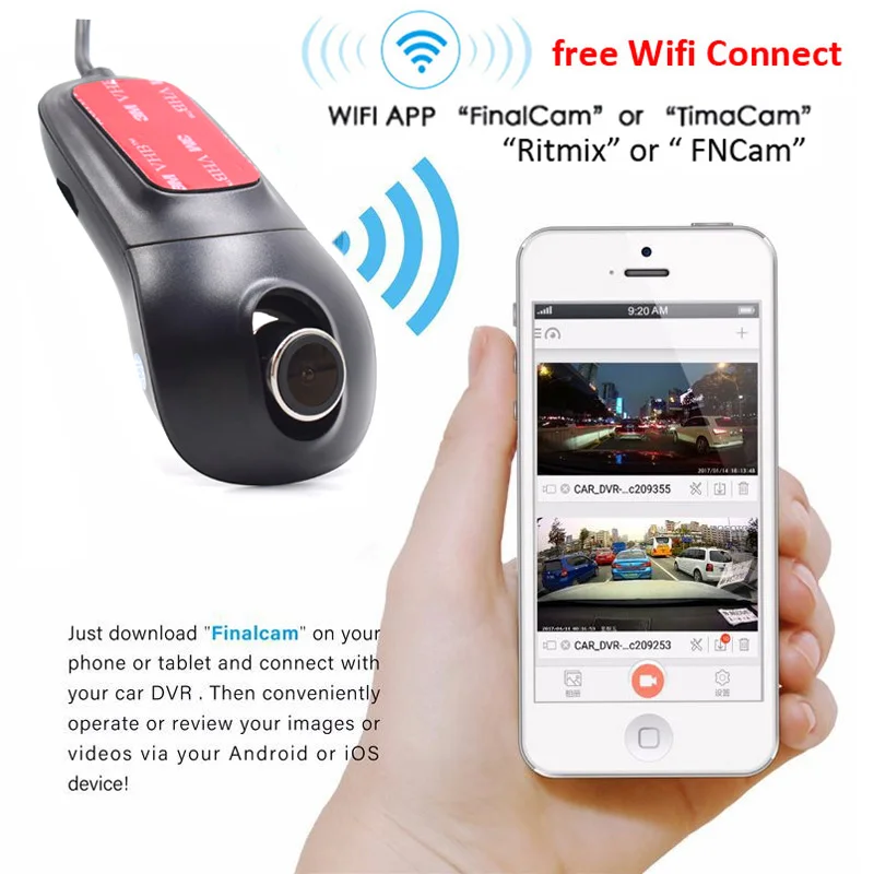 XCGaoon R200S Wifi двойной 1080P передний и задний Автомобильный видеорегистратор