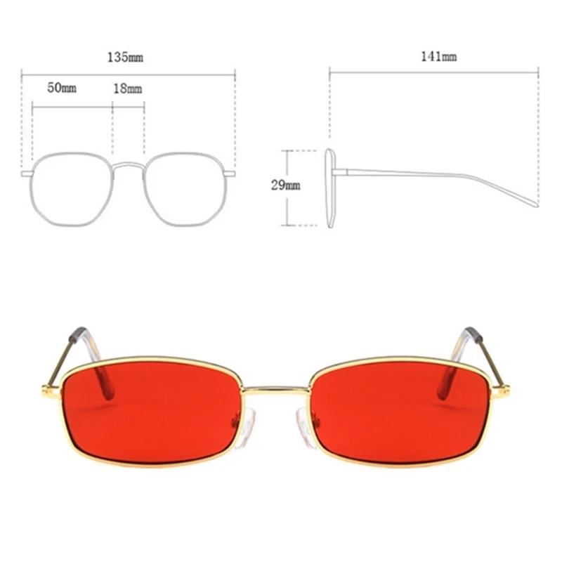

1PCs Unisex Small Retro Shades Rectangle Sunglasses Colorful UV400 Metal Frame Clear Lens Sun Glasses Eyewear Men Women Goggles