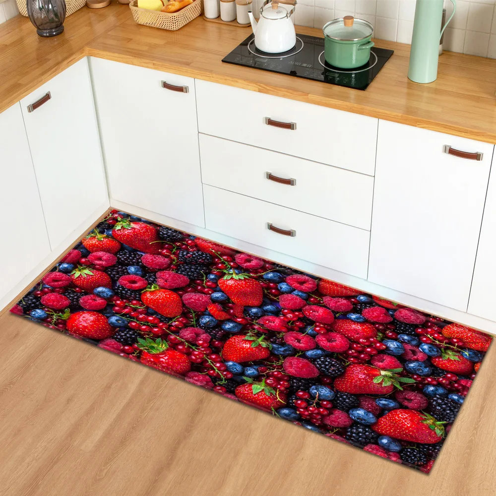 

Modern Kitchen Carpet Entrance Doormat Fruit Pattern Home Bedroom Hallway Living Room Anti-Slip Rug Bath Balcony Decor Floor Mat