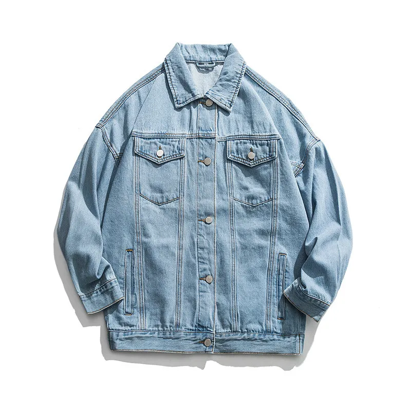 Джинсовая мужская джинсовая куртка с капюшоном Мужское пальто длинным рукавом