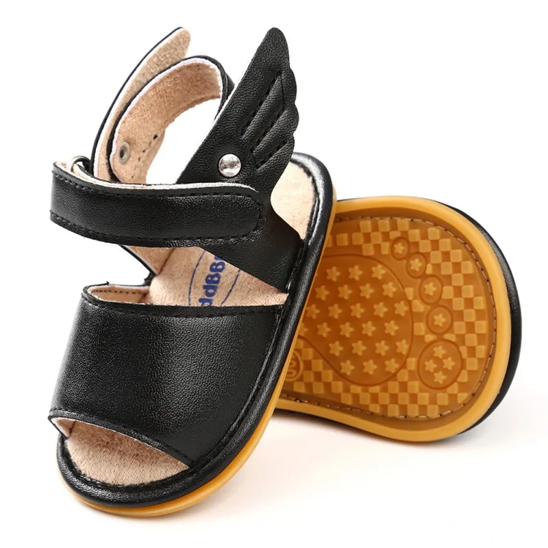 Сандалии из ПУ кожи для новорожденных девочек обувь сандалии с крыльями и