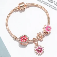 2020 new summer daisy charm charms bracelets for women diy flowers pendant fine bangles female bracelet jewelry gifts