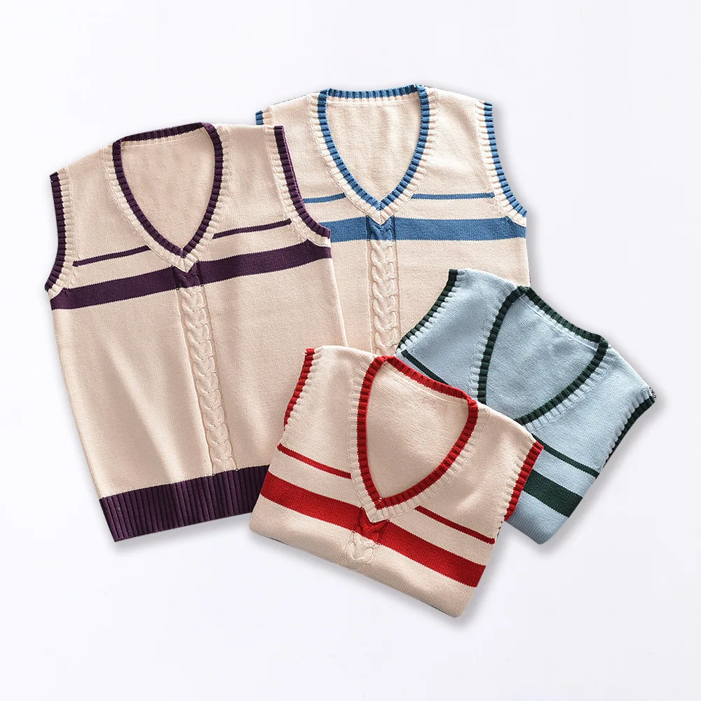 

[Kanagawa House]4 Colors Spring Autumn Knited Vests Cute Easy Pullovers V Neck Sweaters JK School Uniform Student Clothes