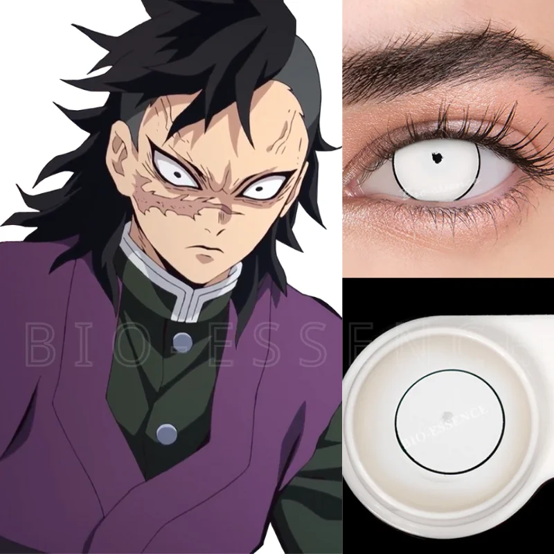 1 pair cosplay color contact lenses demon slayer nezuko cosplay anime eye contacts pink blue green white lenses contact lens free global shipping