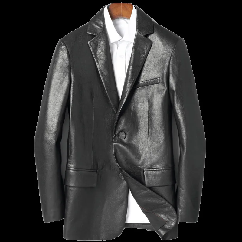 

Men's spring 2020 new men haining real sheep leather business suits leisure suit leather jacket