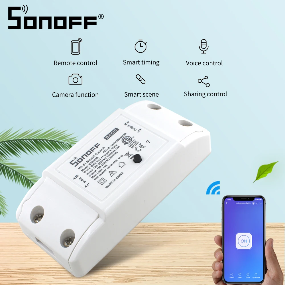 Itead Sonoff Basic Смарт Беспроводной переключатель Wi Fi 220V 10A светильник