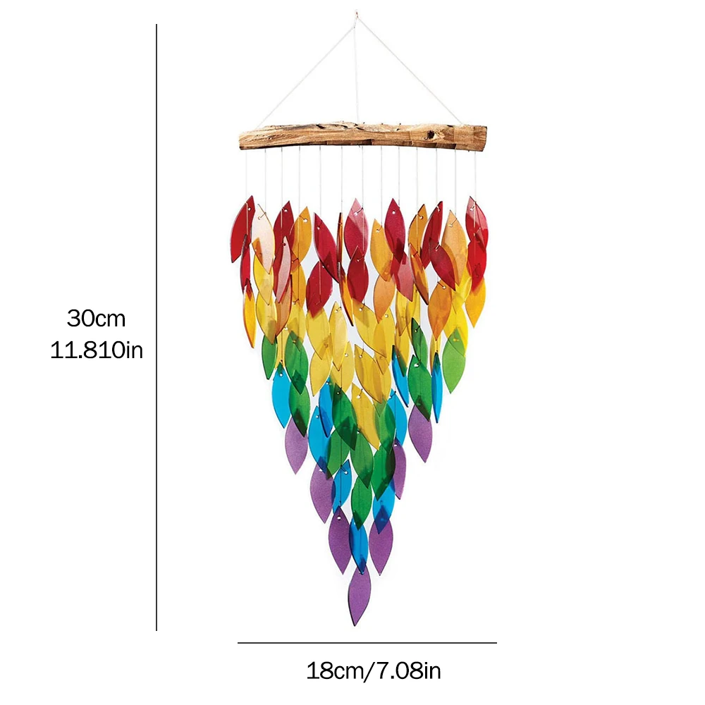 

Creative Rainbow Color Maple Leaf Outdoor Decoration Garden Wind Spinner Rainbow Wind Chimes Windmill Ornament