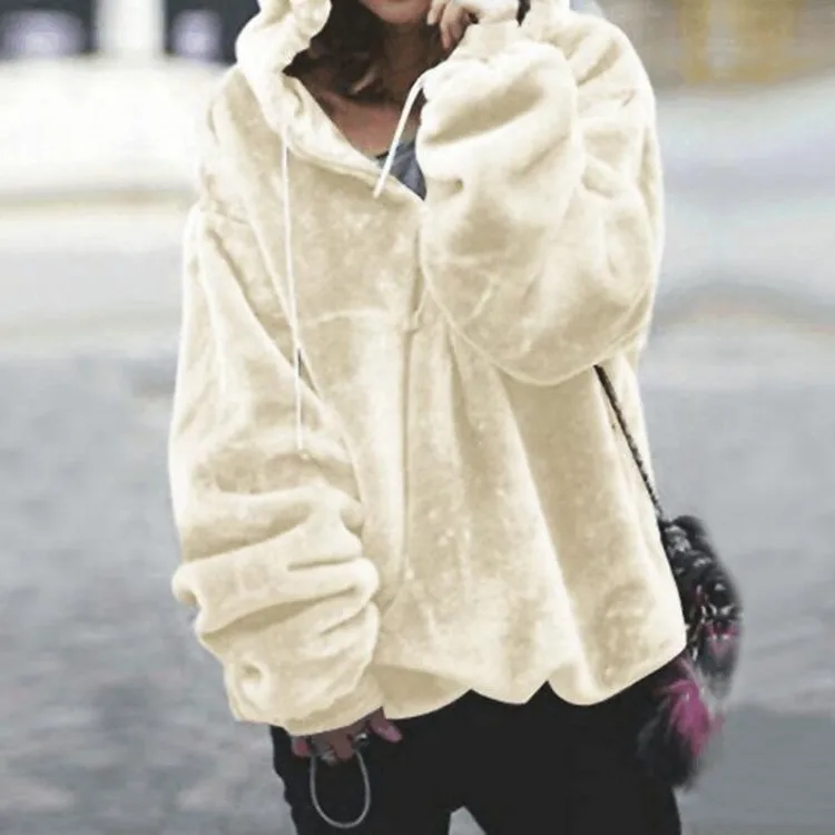 

2020 Autumn and Winter Fashion Casual Hooded Plush Irregular Zipper Pullover Warm and Comfortable Women's Pullover Jacket Coat