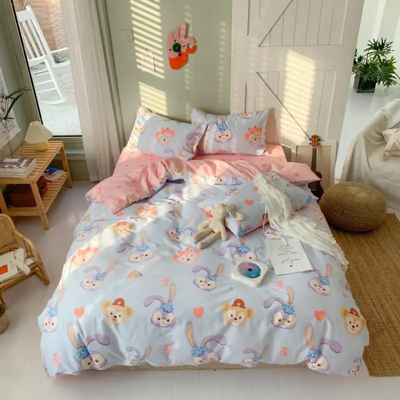 Disney Cute Duffy Bear Star Dai Dew Printed Bedding Cartoon Down Quilt Pillowcase Girl Bedroom Decoration Exquisite Home Textile