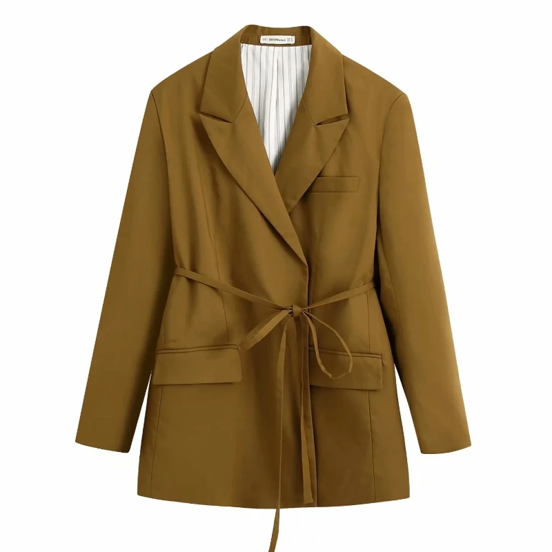 Женский однотонный блейзер с зубчатым воротником Кардиган длинным рукавом и