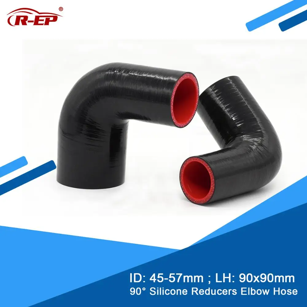 

R-EP 90 degrees Reducer Silicone Elbow Hose 45-57MM Rubber Joiner Inter cooler Cold Air intake Pipe for Radiator Tube Flexible