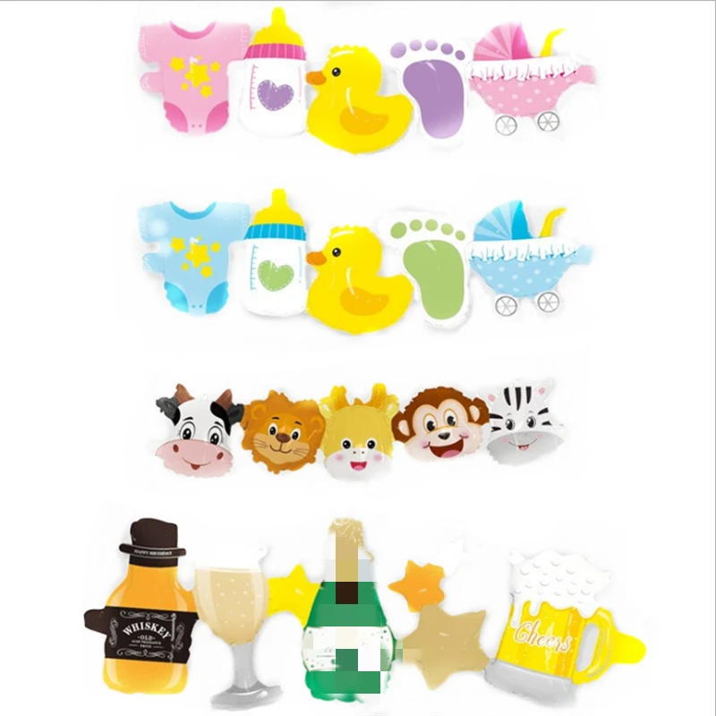 

Siamese Series Cartoon Aluminum Balloon Animal Wine Cup Burger Children's Toys Birthday Party Decoration Year One