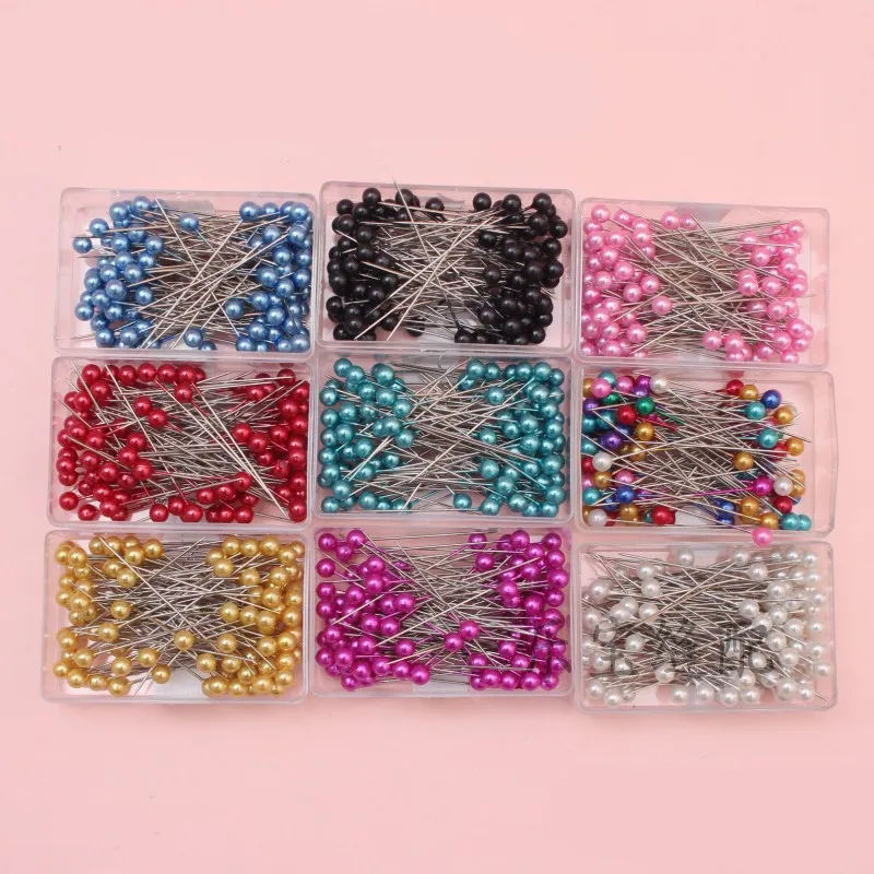 100 шт./лот красочные круглые булавки с жемчугом для изготовления одежды свадебная