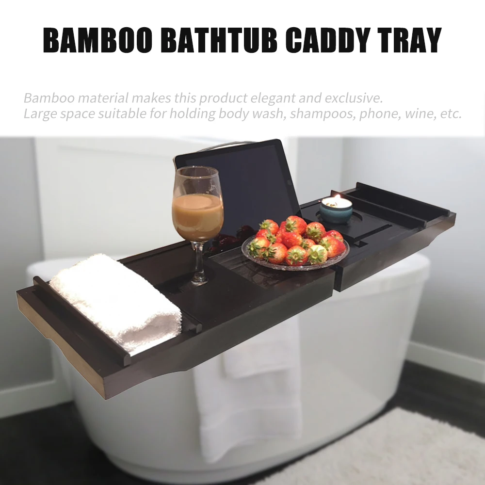 Выдвижной бамбуковый поднос для ванны органайзер с гидромассажем книжный