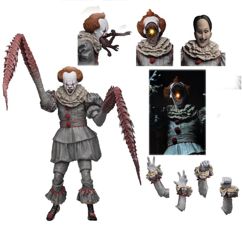 Фигурка NECA оригинальная с 4 головками Stephen King's It Ultimate Pennywise светодиодный светкой