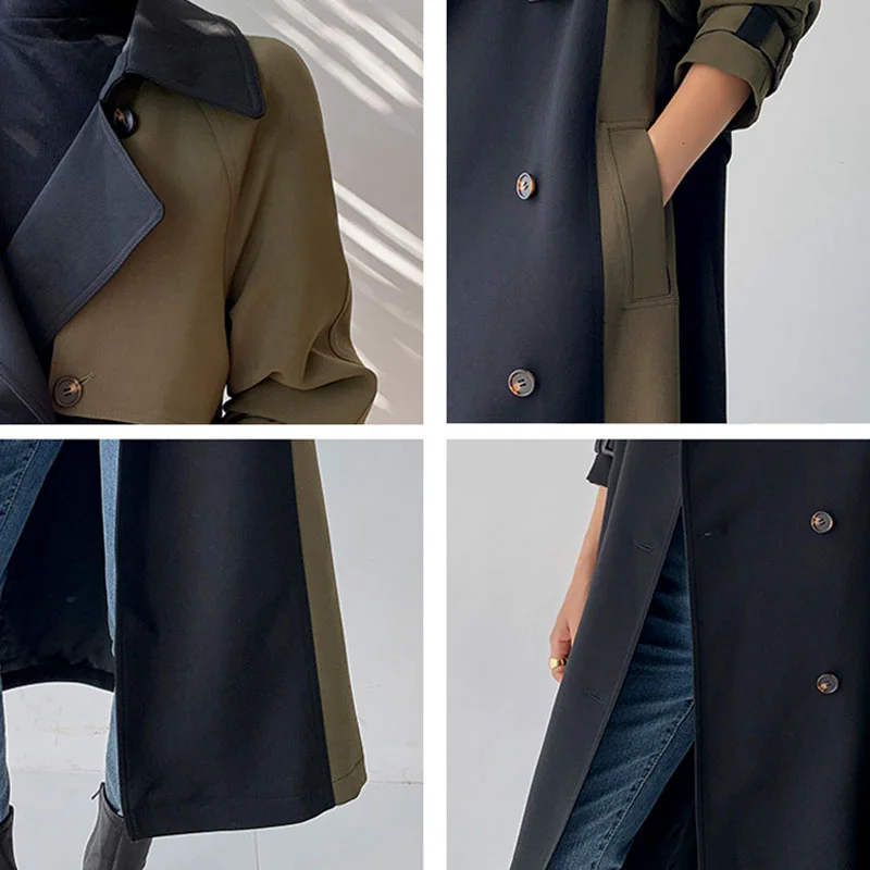 

European American Top Quality Autumn spring Trench Coat women Plus Size Long Coat Simple Chic Classic Female Windbreaker FY112