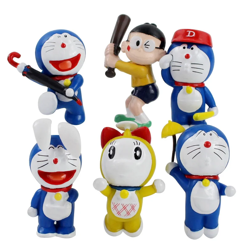 6 шт./лот Doraemon Фигурки Игрушки Dorami Nobita Nobi с инструментами будущего аниме модели