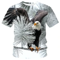 simple eagle pattern 3d print casual all match oversize t shirts summer fashion round neck short sleeve t shirts mens clothes