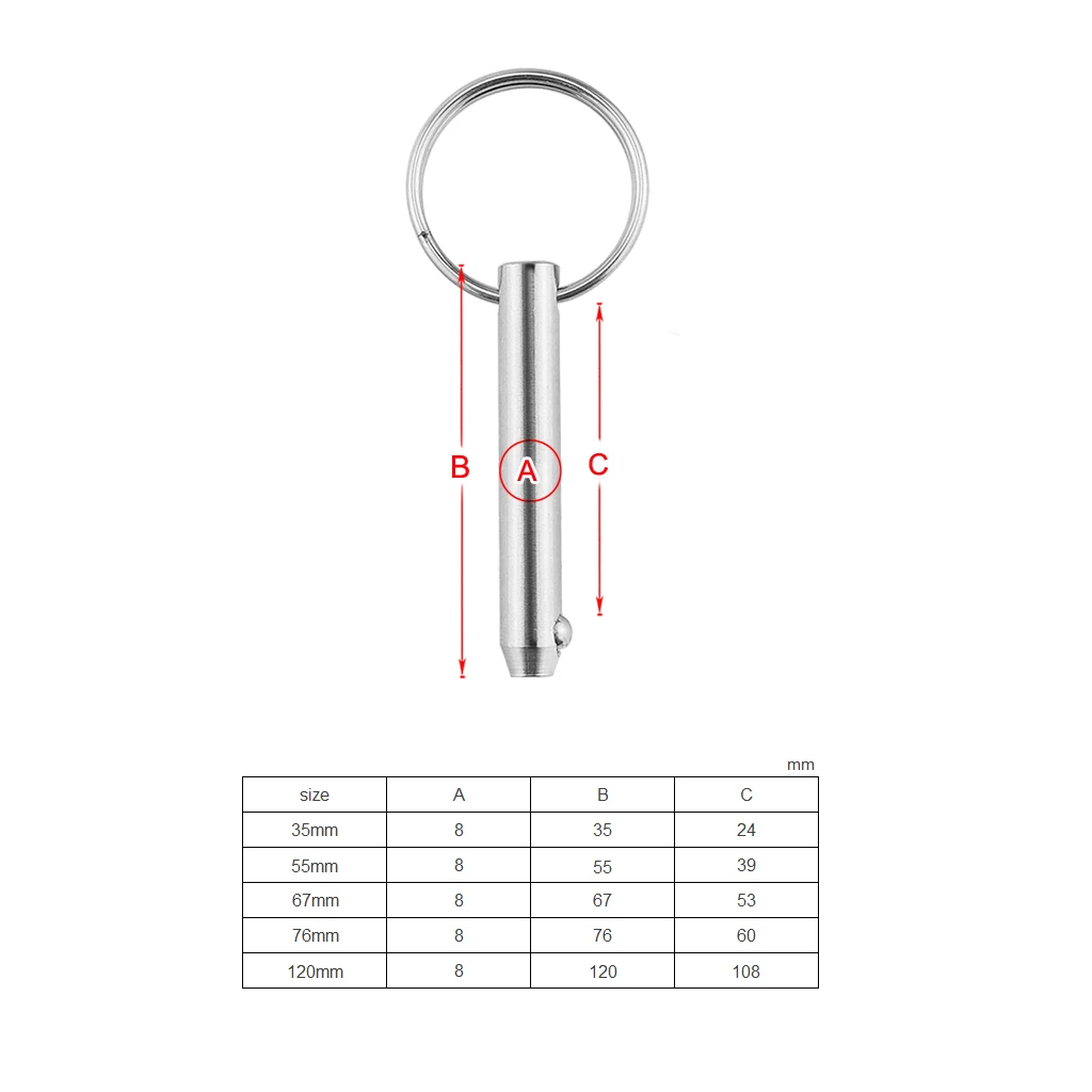 2X 8 мм BSET MATEL морской класс быстроразъемный шариковый штифт для ЛОДКИ БИМИНИ