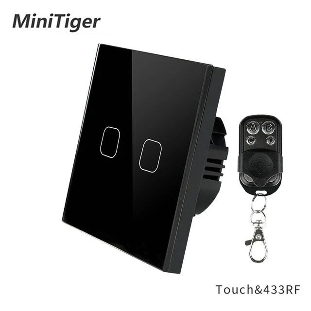 Настенный сенсорный выключатель Minitiger RF433 1/2 клавиш 1 канал стандарт
