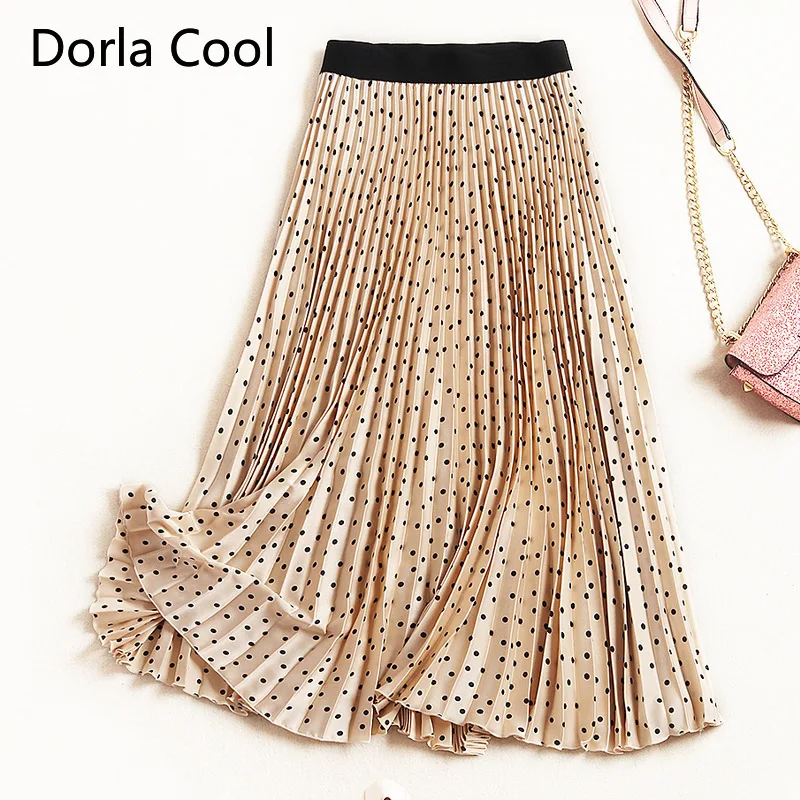 Женская плиссированная юбка-трапеция в горошек длинная Праздничная юбка с