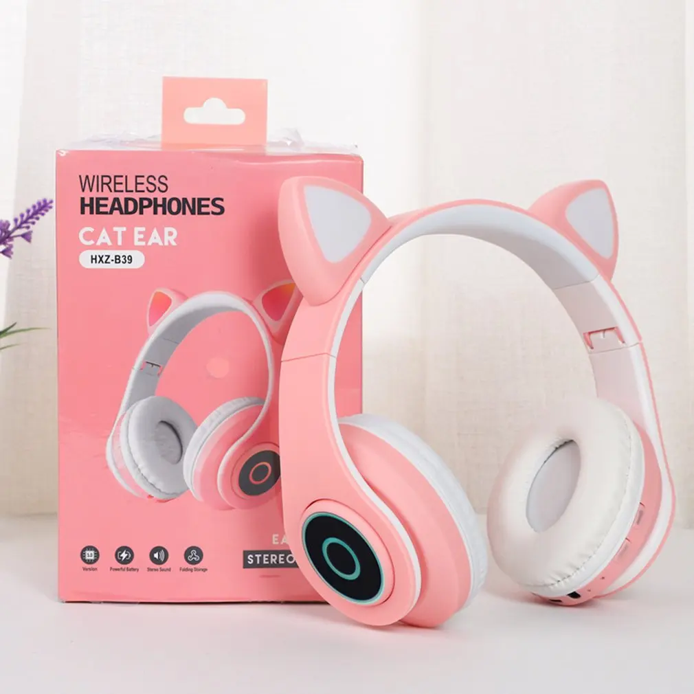 

Cute Cat Ears Wireless Headphones Gaming Headset Colorful Bilateral Stereo Wireless Headset Best Gift For Kids Girls adults