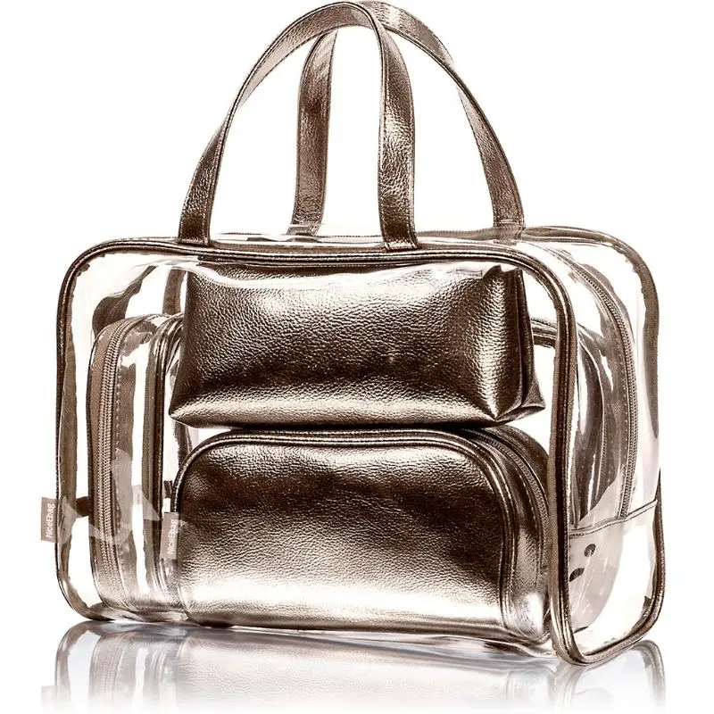 

5PCS Clear Makeup Cosmetic Tote Bag Set PVC Pouch Handle Strap Storage Travel Luggage Bags M68C