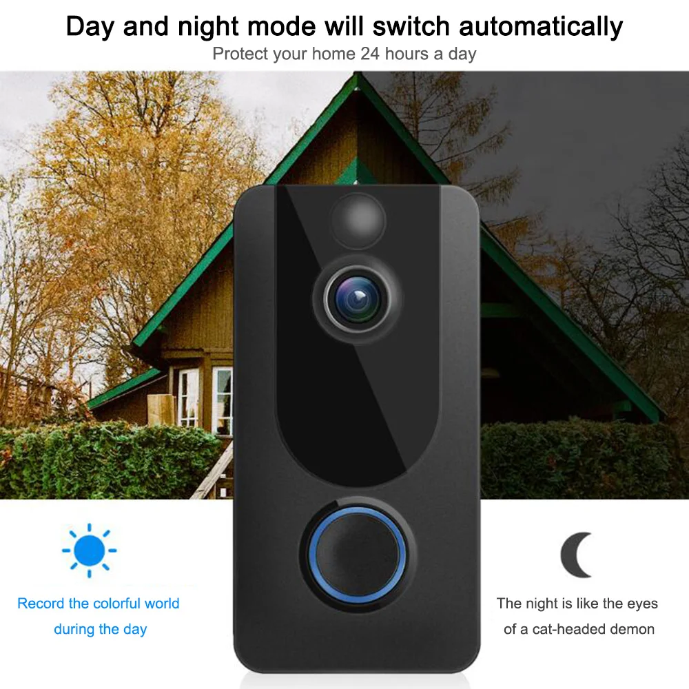 

Wireless Wifi Video Doorbell 1080P Night Vision Doorbell with Motion Detection Function V7 Smart Camera Video Intercom