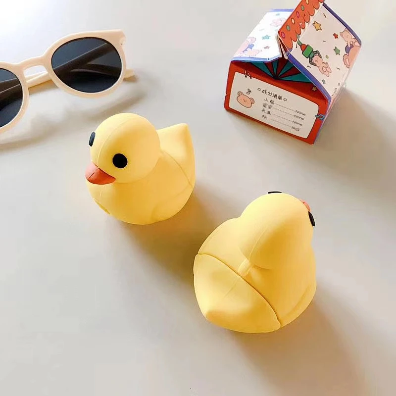 Чехол для Airpods с 3D рисунком маленькой желтой утки мягкий чехол 2 силиконовый