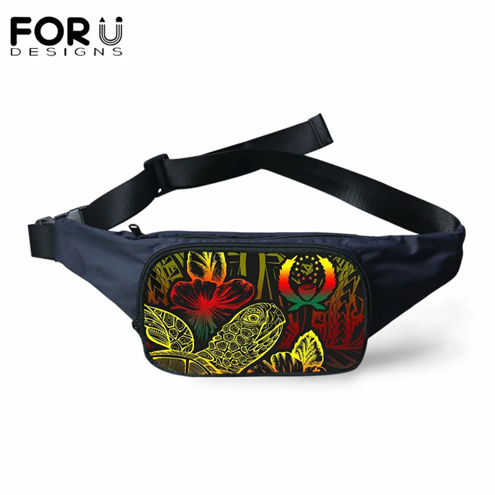 

FORUDESIGNS New Waist Pack Bum Bag Polynesian Pohnpei Tribal Turtle Pattern Funny Pack for Women Travel Belt Bag Purse Pocket